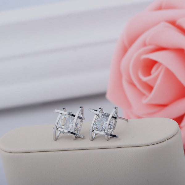 Elegant Crystal Square Stud Earrings - Free Shipping