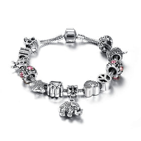 Fashion Stone Elephant Stainless Steel Charm Bracelet - Free Shipping!