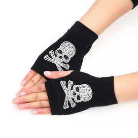 Warm Knitted Fingerless Skull Gloves