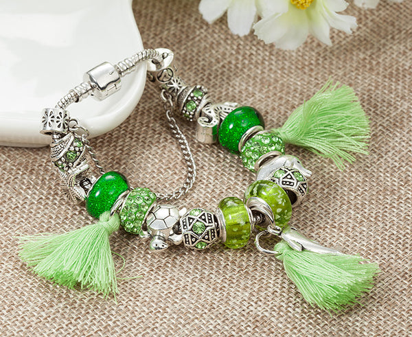 Green Tassel Dolphins Charm Bracelets - Free Shipping!
