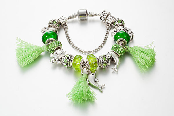 Green Tassel Dolphins Charm Bracelets - Free Shipping!