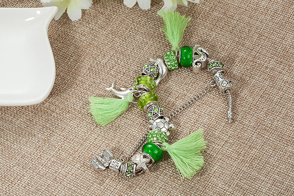Green Tassel Dolphins Charm Bracelets - Free Shipping!