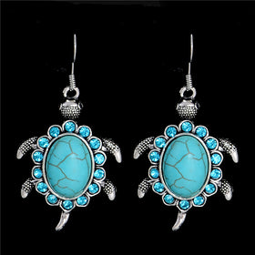 1Pair Bohemia Green Stone Drop Earring - Free