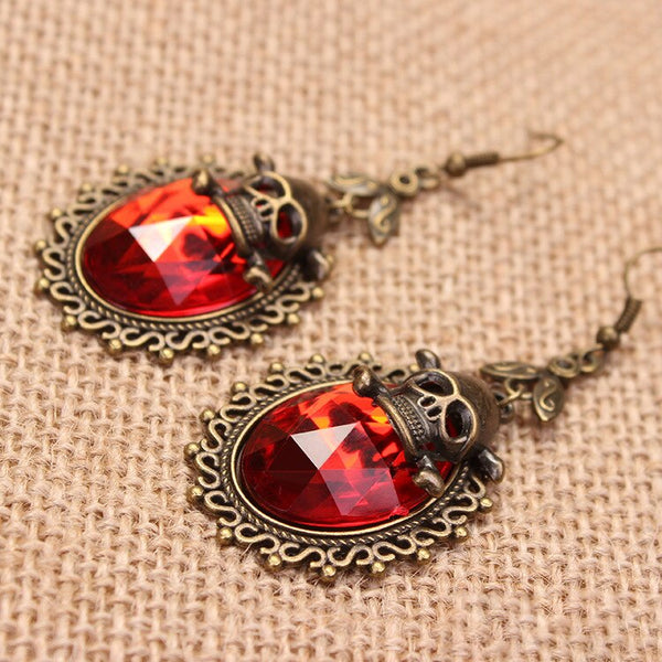 Gothic Skull Lolita Choker Necklace Earrings Set