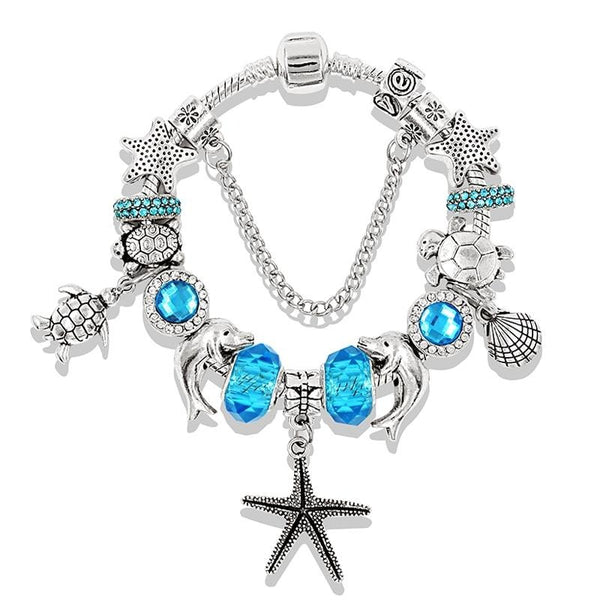 Sea Turtle Dolphin Charm Bracelet