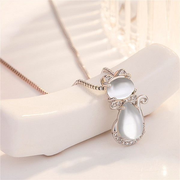 Crystal Bow Lovely Cat Necklaces Pendants Fashion Jewelry