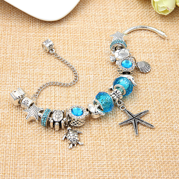 Sea Turtle Dolphin Charm Bracelet