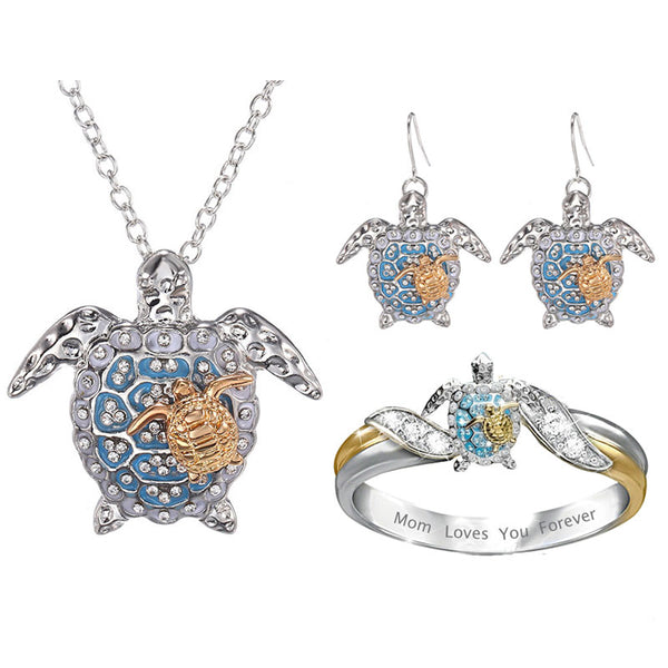 Sea Turtle Mother Child Jewelry Set