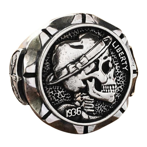 Retro Vintage Men Liberty Skull Ring