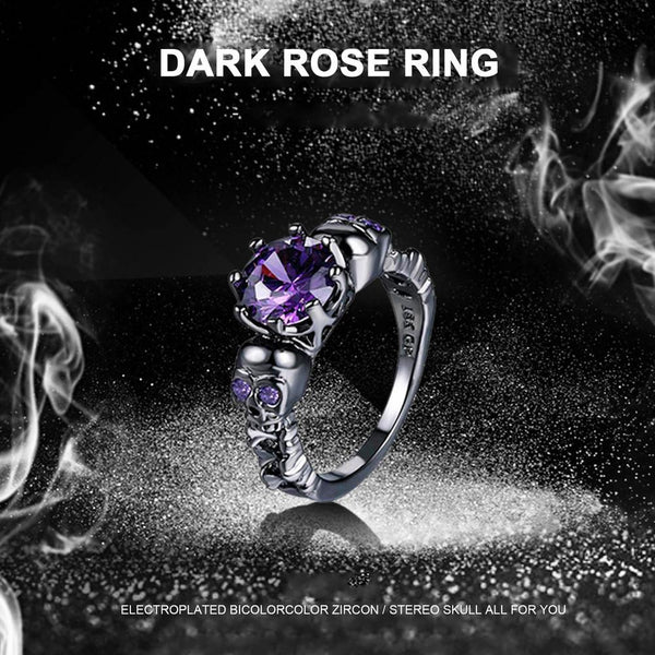 Purple Gemstone Skull Ring