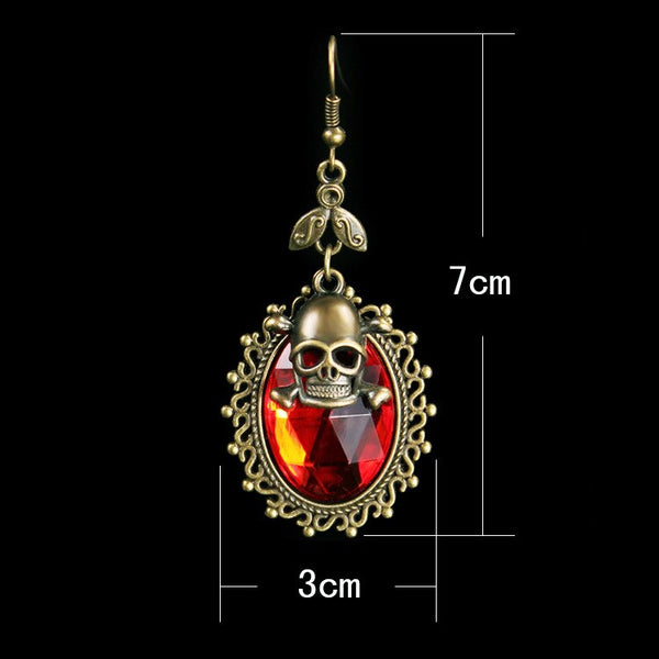 Gothic Skull Lolita Choker Necklace Earrings Set