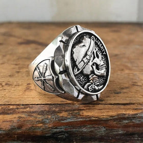 Retro Vintage Men Liberty Skull Ring