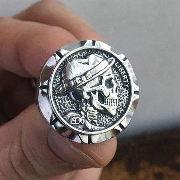 Retro Vintage Men Liberty Skull Ring