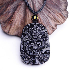 Obsidian Handcrafted Dragon Pendant Necklace