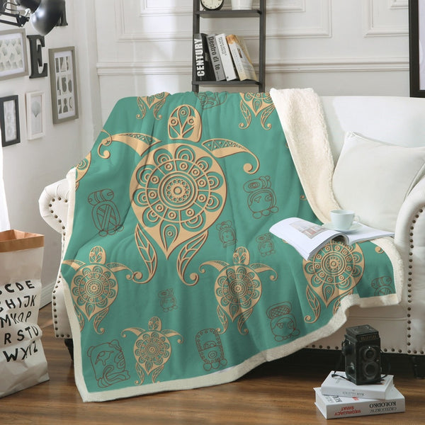 Sea Turtles Sherpa Soft Plush Throw Blanket