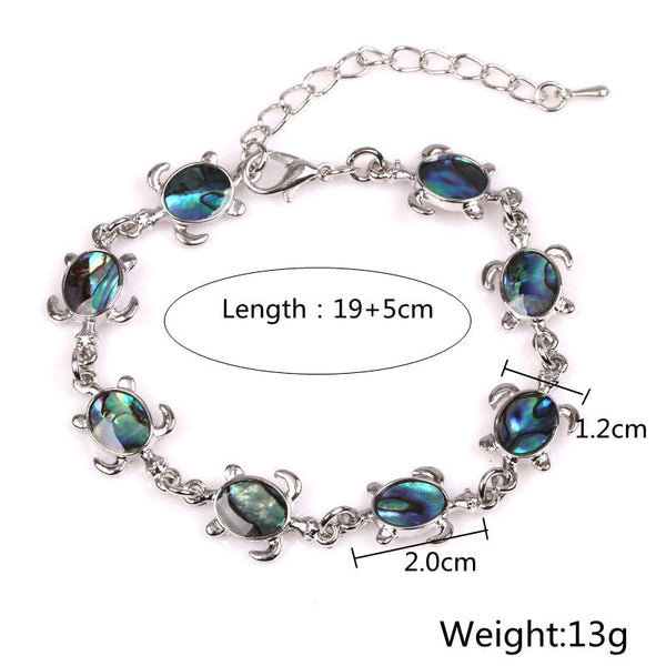Natural Abalone Sea Turtle Charm Bracelet