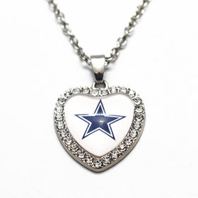 Glass Silver Heart Pendant Necklace