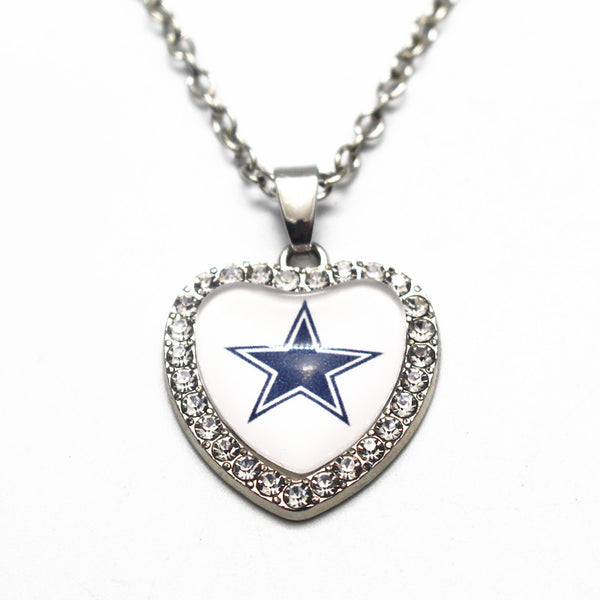 Glass Silver Heart Pendant Necklace