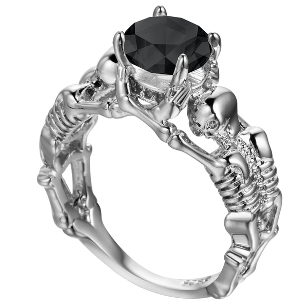 Vintage Skeleton Skull Gothic Statement Ring