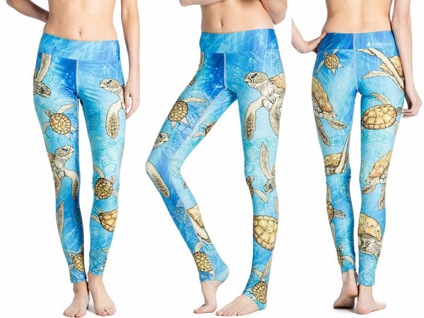 Sea Turtle Printed Leggings - Free Shipping