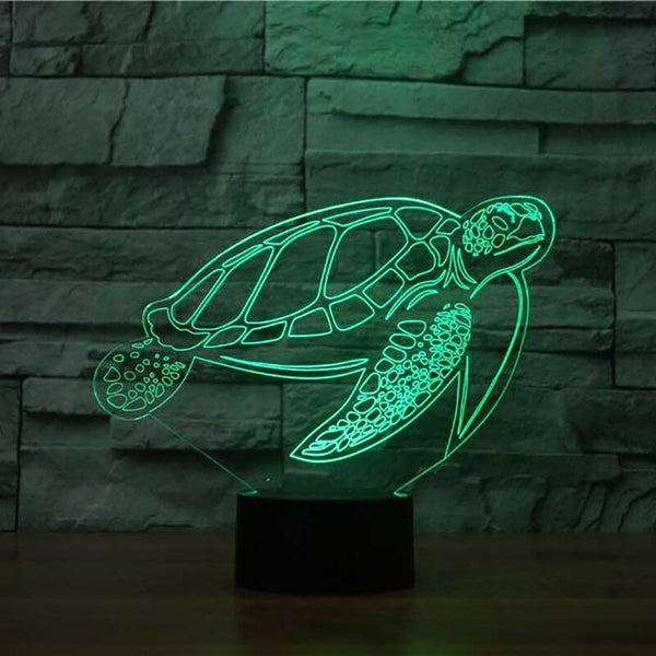 Sea Turtle 3D Illusion 7 Colors Change Desk Lamp