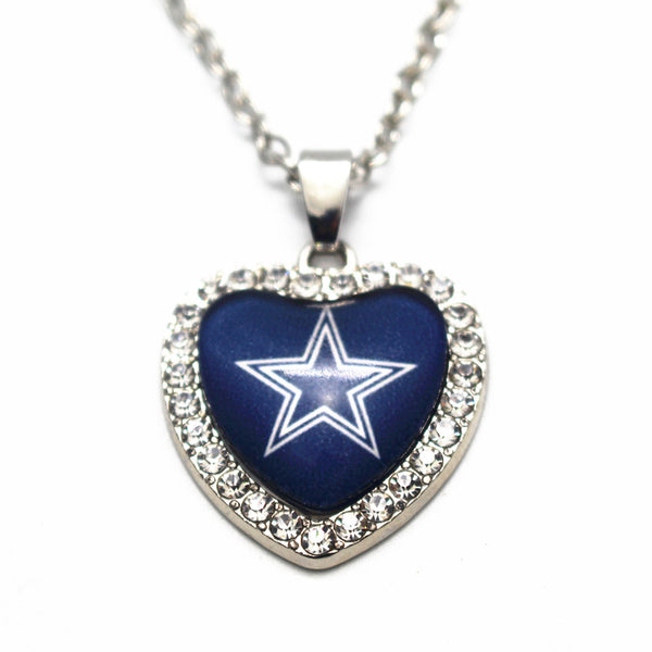 Glass Silver Heart Pendant Necklace