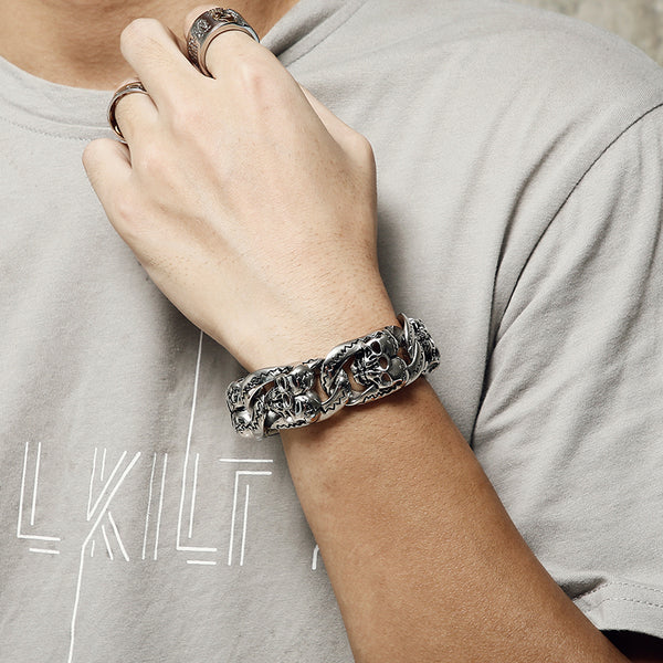 Double Skull Men Bracelet
