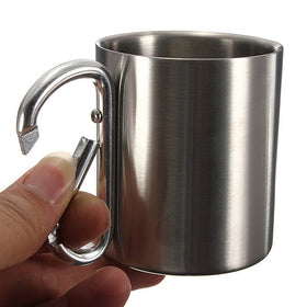 Stainless Steel Mug with Carabiner Clip - Free Shipping
