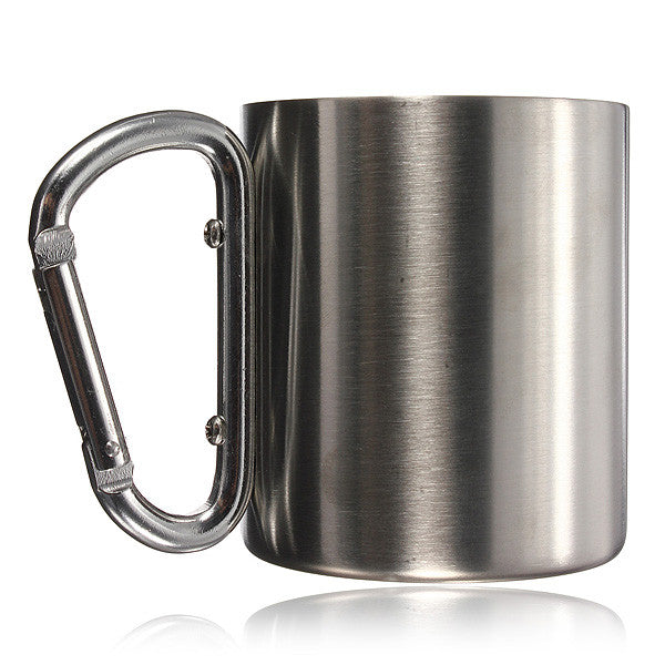 Stainless Steel Mug with Carabiner Clip - Free Shipping
