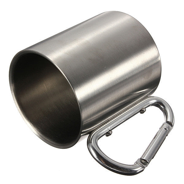 Stainless Steel Mug with Carabiner Clip - Free Shipping