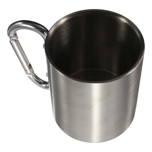Stainless Steel Mug with Carabiner Clip - Free Shipping