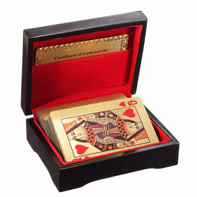 Gold Foil Plated Poker Playing Card With Wooden Box And Certificate