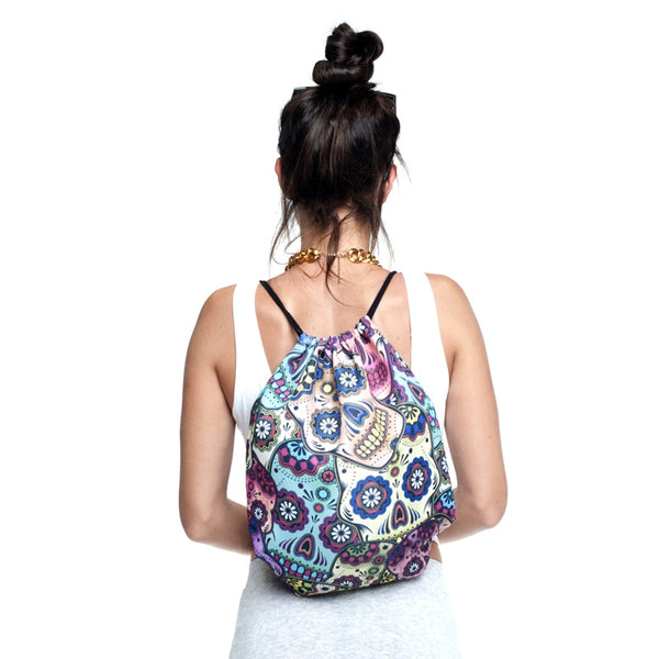 Sugar Skull Drawstring Backpack