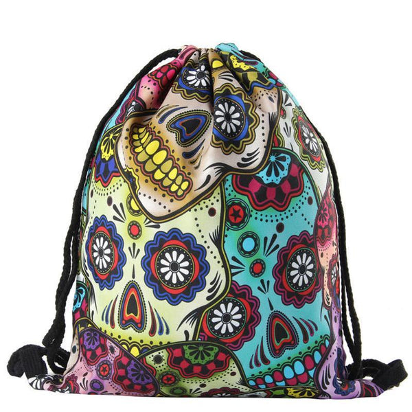 Sugar Skull Drawstring Backpack