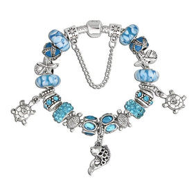 Ocean Style Sea Turtle & Starfish Charm Bracelet