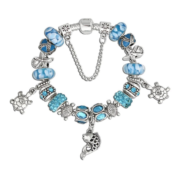 Ocean Style Sea Turtle & Starfish Charm Bracelet