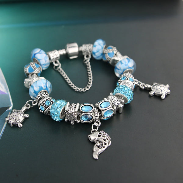 Ocean Style Sea Turtle & Starfish Charm Bracelet