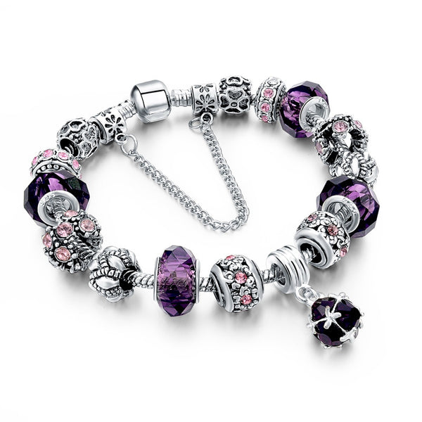 Tibetan Silver Crystal Charm Bracelet - Free Shipping!