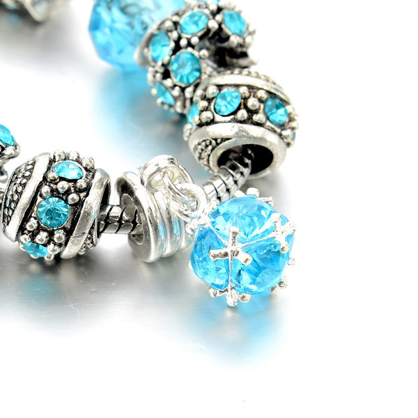 Tibetan Silver Crystal Charm Bracelet - Free Shipping!
