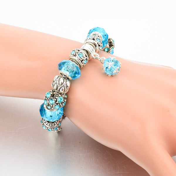 Tibetan Silver Crystal Charm Bracelet - Free Shipping!