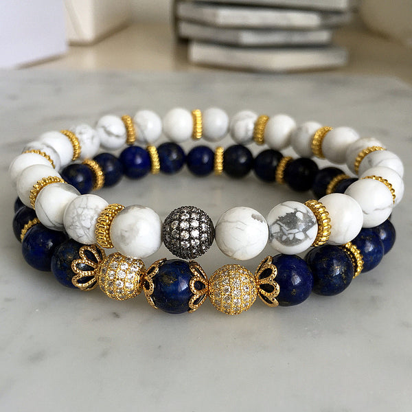 Natural Stone Elastic Rope Chain Paved Beaded Bracelets - Free Shipping