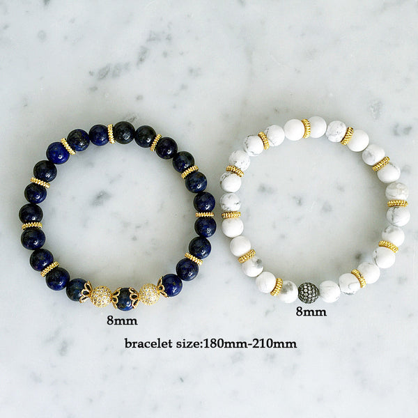 Natural Stone Elastic Rope Chain Paved Beaded Bracelets - Free Shipping