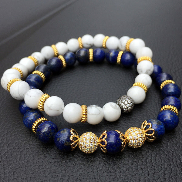 Natural Stone Elastic Rope Chain Paved Beaded Bracelets - Free Shipping