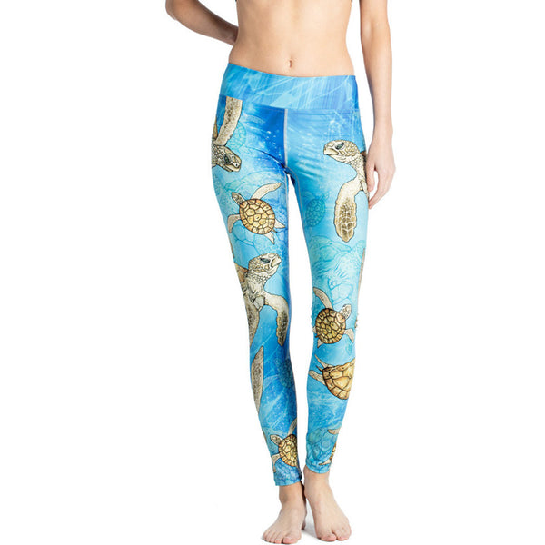 Sea Turtle Printed Leggings - Free Shipping
