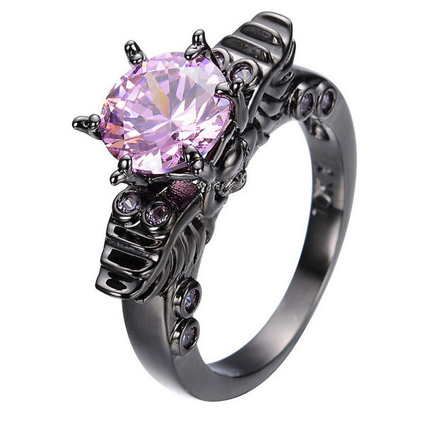 Purple Crystal Skull Ring