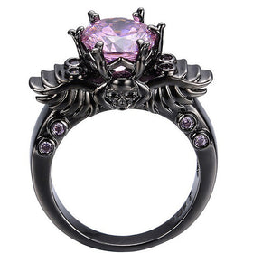 Purple Crystal Skull Ring