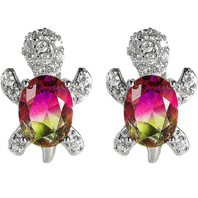 Rhinestone Sea Turtle Stud Earrings