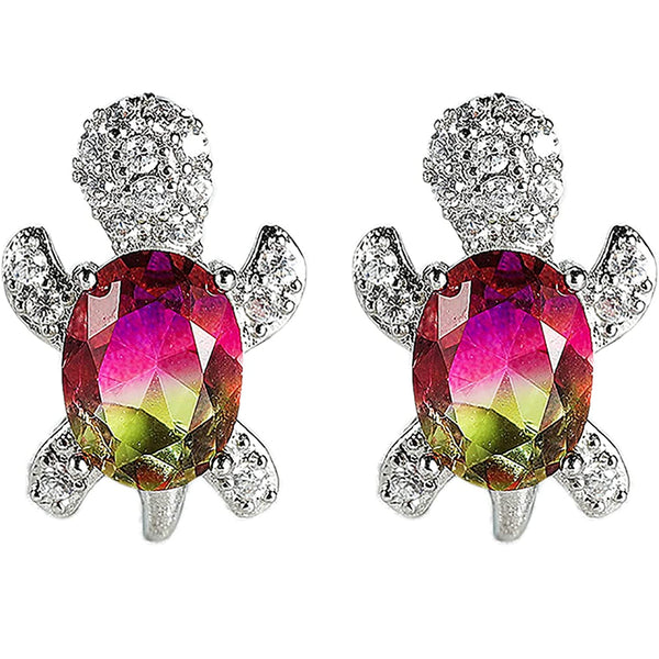 Rhinestone Sea Turtle Stud Earrings