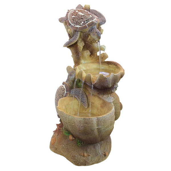 Resin Turtle Cove Cascading Sculptural Fountain with LED Light