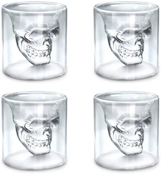 Set Of 4 Skull Shot Glasses (25ml)